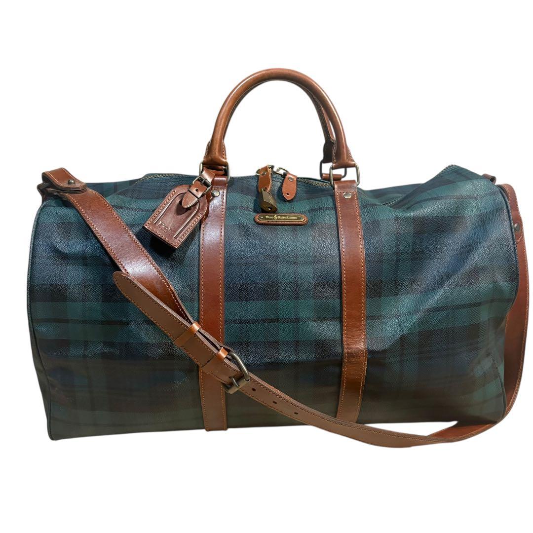 美品 ポロラルフローレン ボストンバッグ 2way チェック PVC 大容量