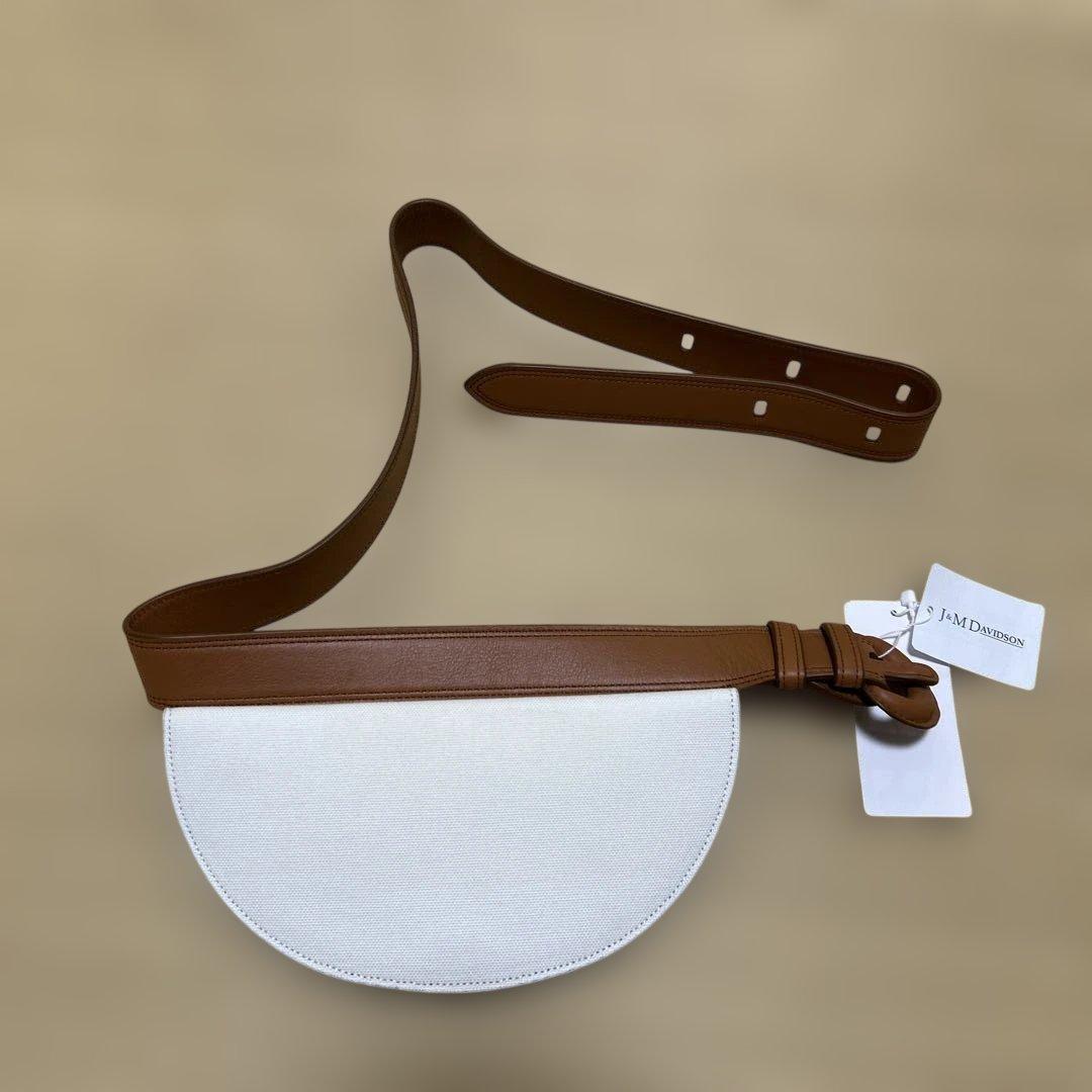 レザー ボディバッグ ホワイト/ブラウン