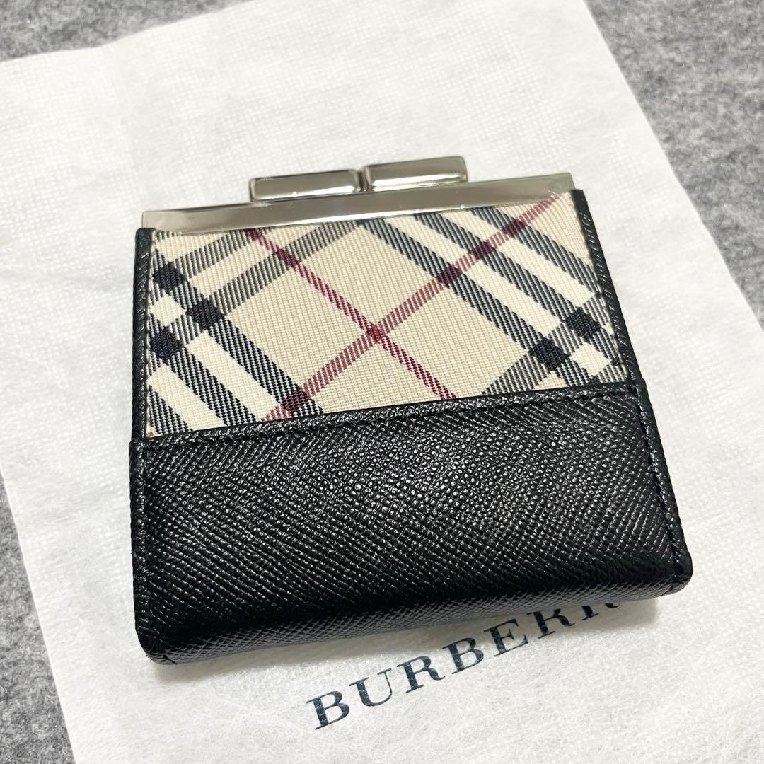 【未使用級】　バーバリー　ケース　小銭入れ　がま口　ノバチェック　ブラック