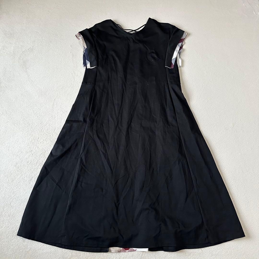 極美品 ブルーレーベルクレストブリッジ 半袖 ロングワンピース CBチェック Ｓ