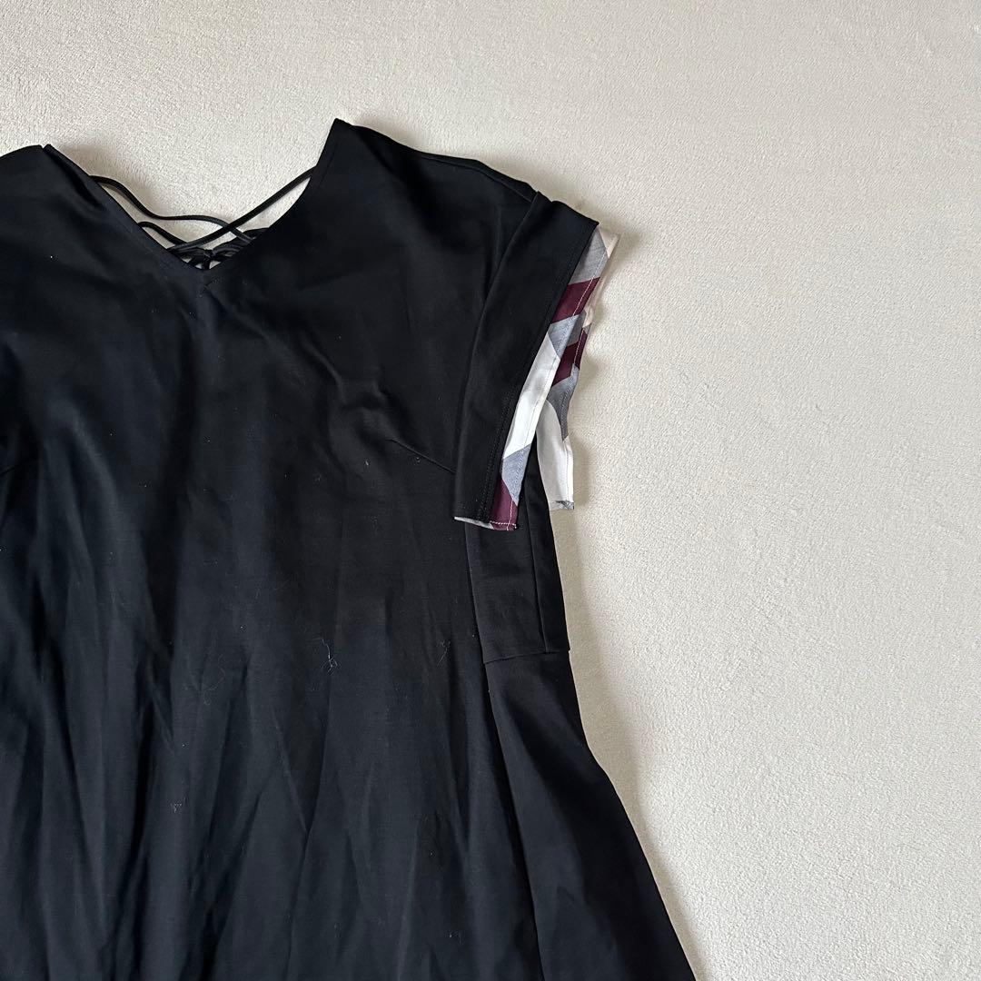 極美品 ブルーレーベルクレストブリッジ 半袖 ロングワンピース CBチェック Ｓ