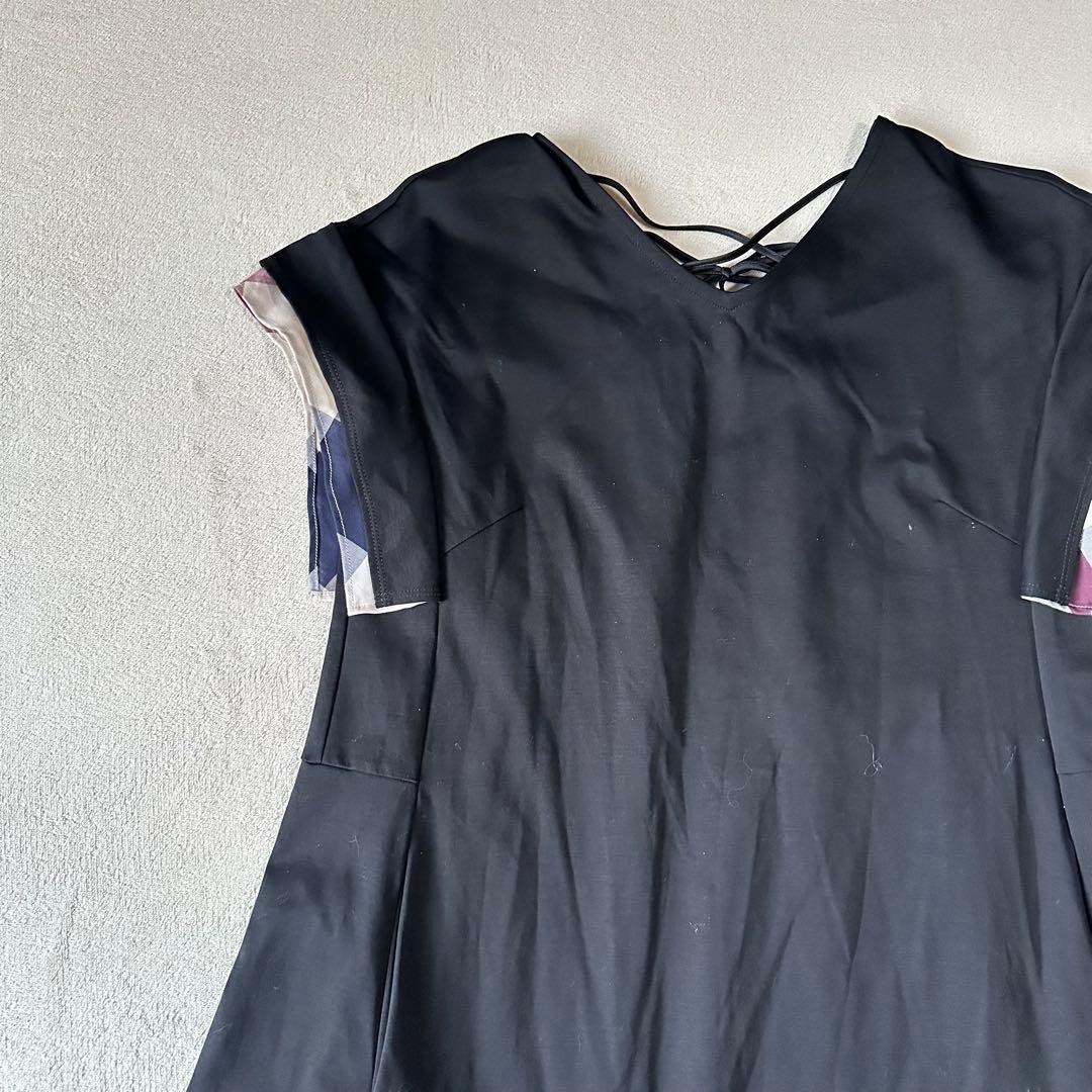 極美品 ブルーレーベルクレストブリッジ 半袖 ロングワンピース CBチェック Ｓ