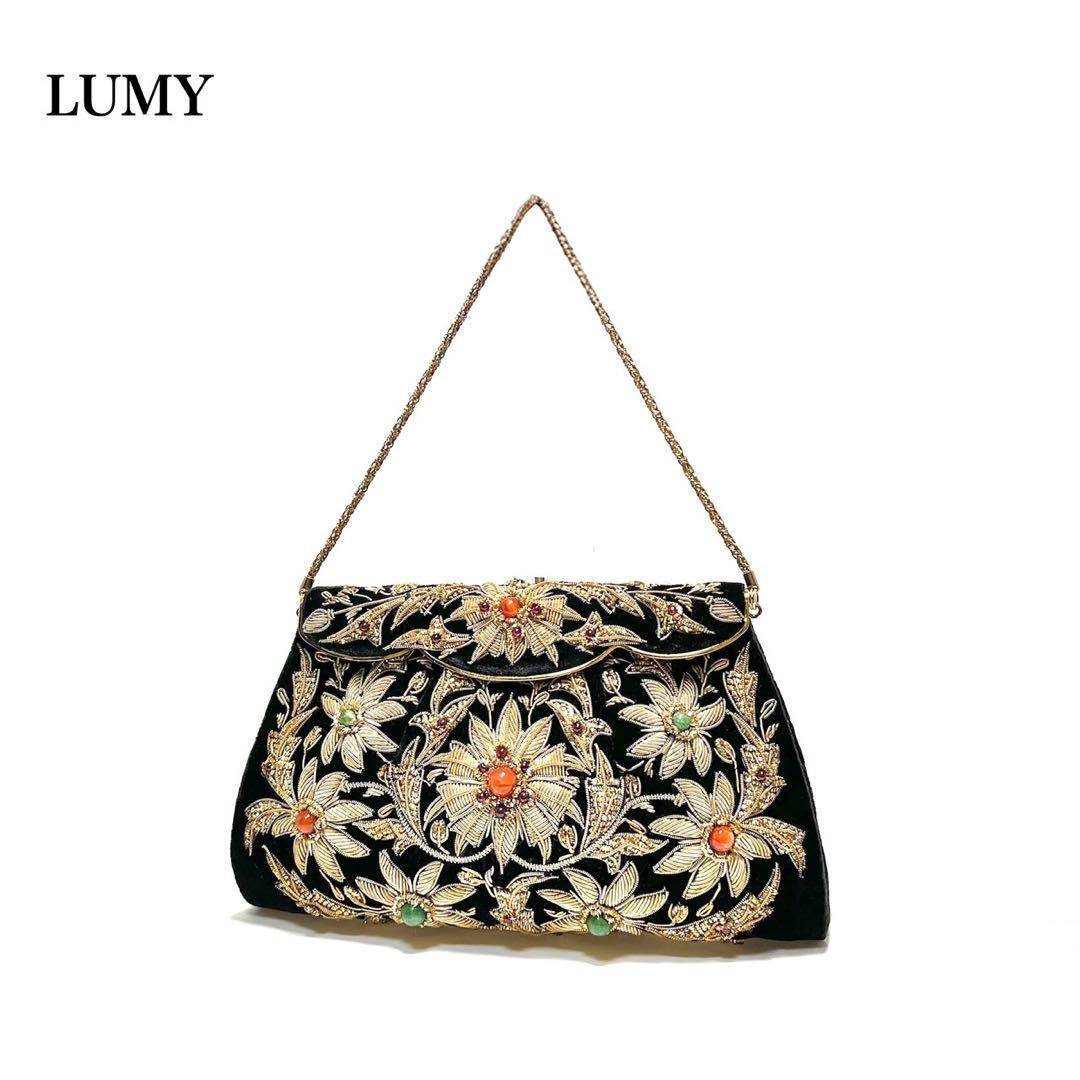 【美品】LUMY はしもと ルミー/皇室御用達/ ハンドバッグ ビーズバッグ