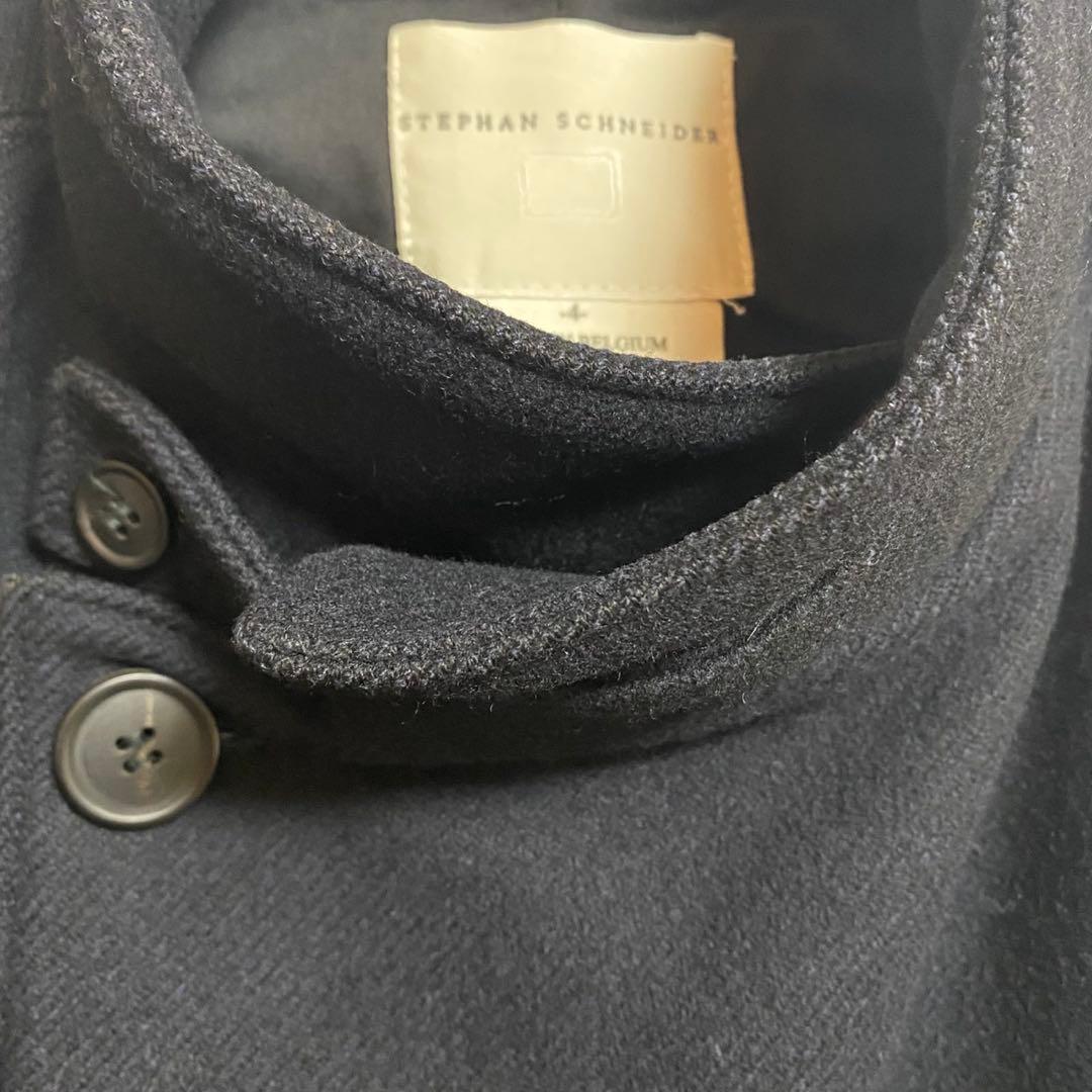 アーカイブ　ステファンシュナイダー　スタンドカラー　コート　ウール　ネイビー