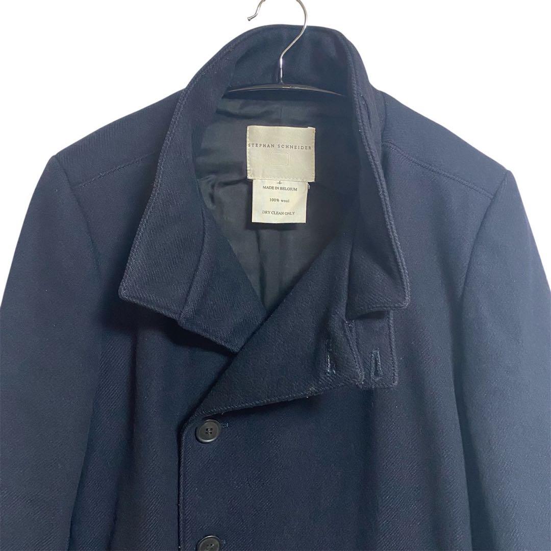 アーカイブ　ステファンシュナイダー　スタンドカラー　コート　ウール　ネイビー