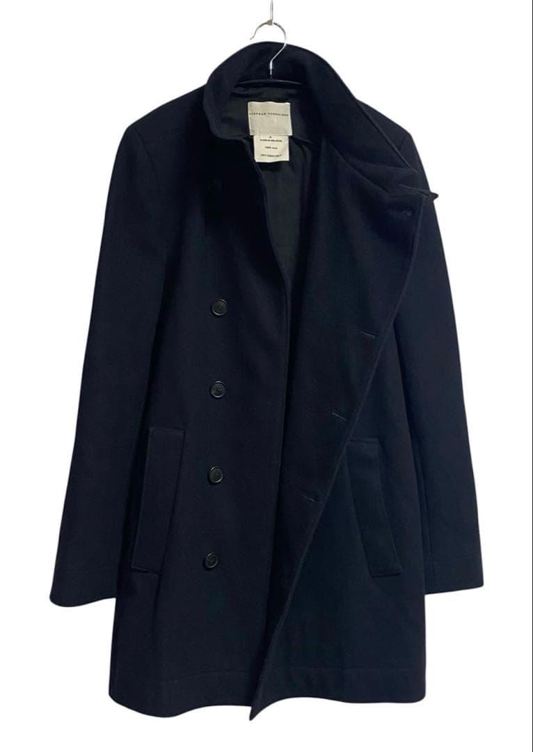 アーカイブ　ステファンシュナイダー　スタンドカラー　コート　ウール　ネイビー