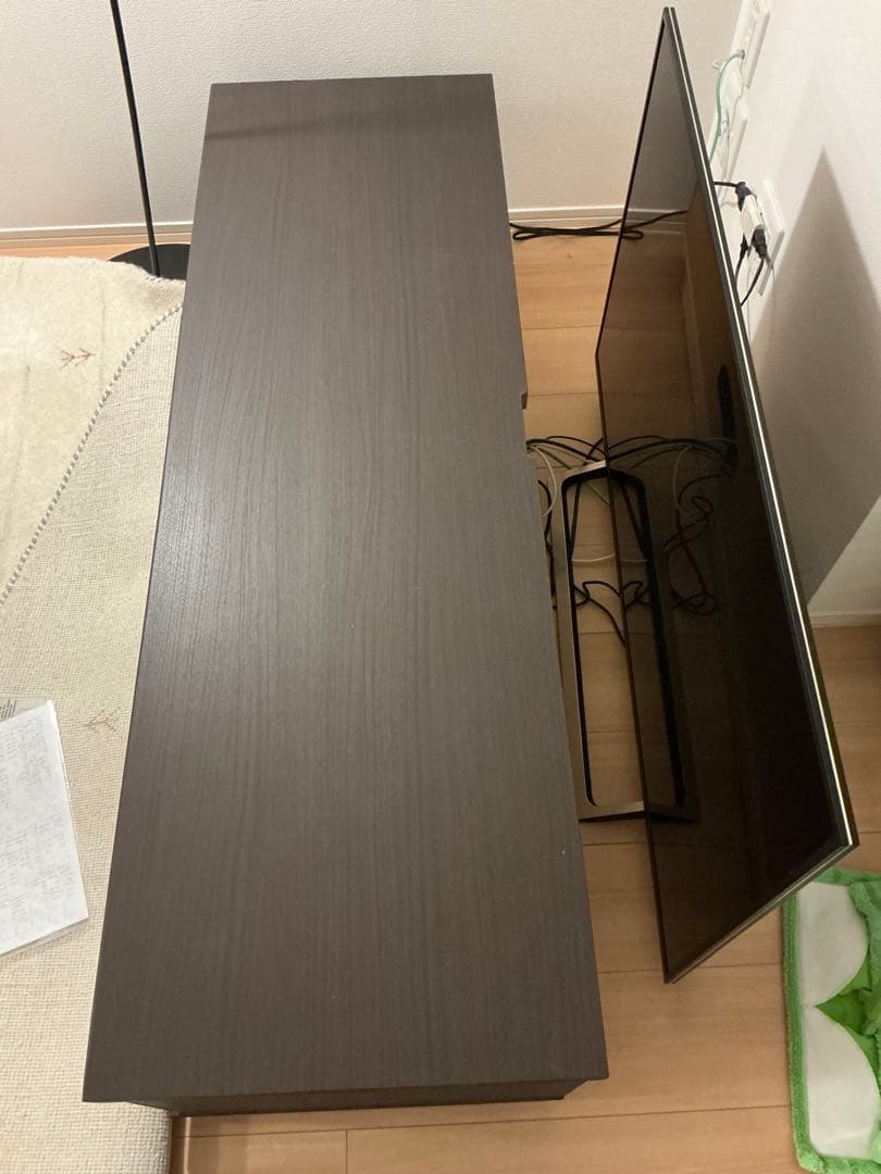 ニトリ　ダークブラウン 木製 テレビ台 引き出し付き