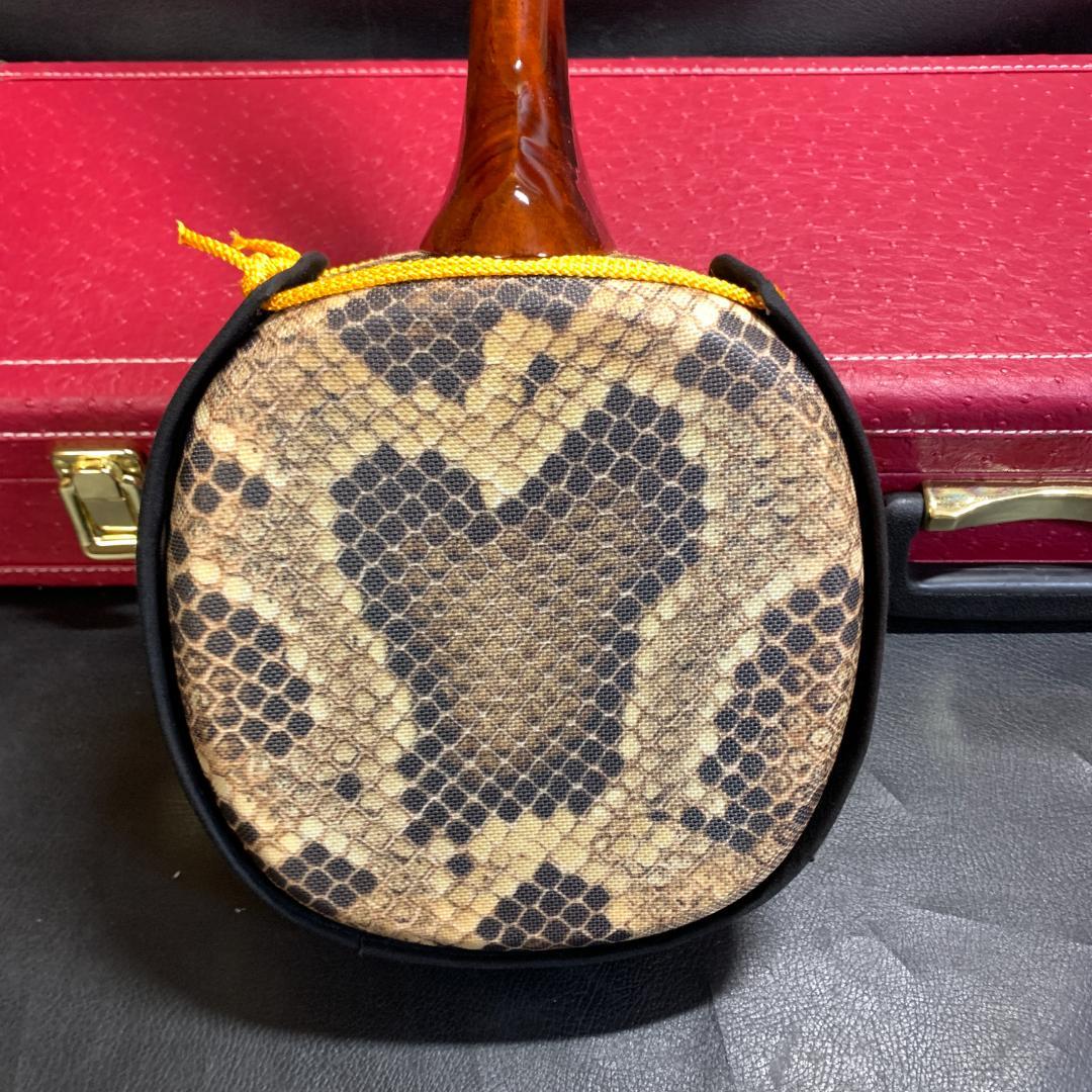 三味線 蛇皮線 木製 赤いケース付き