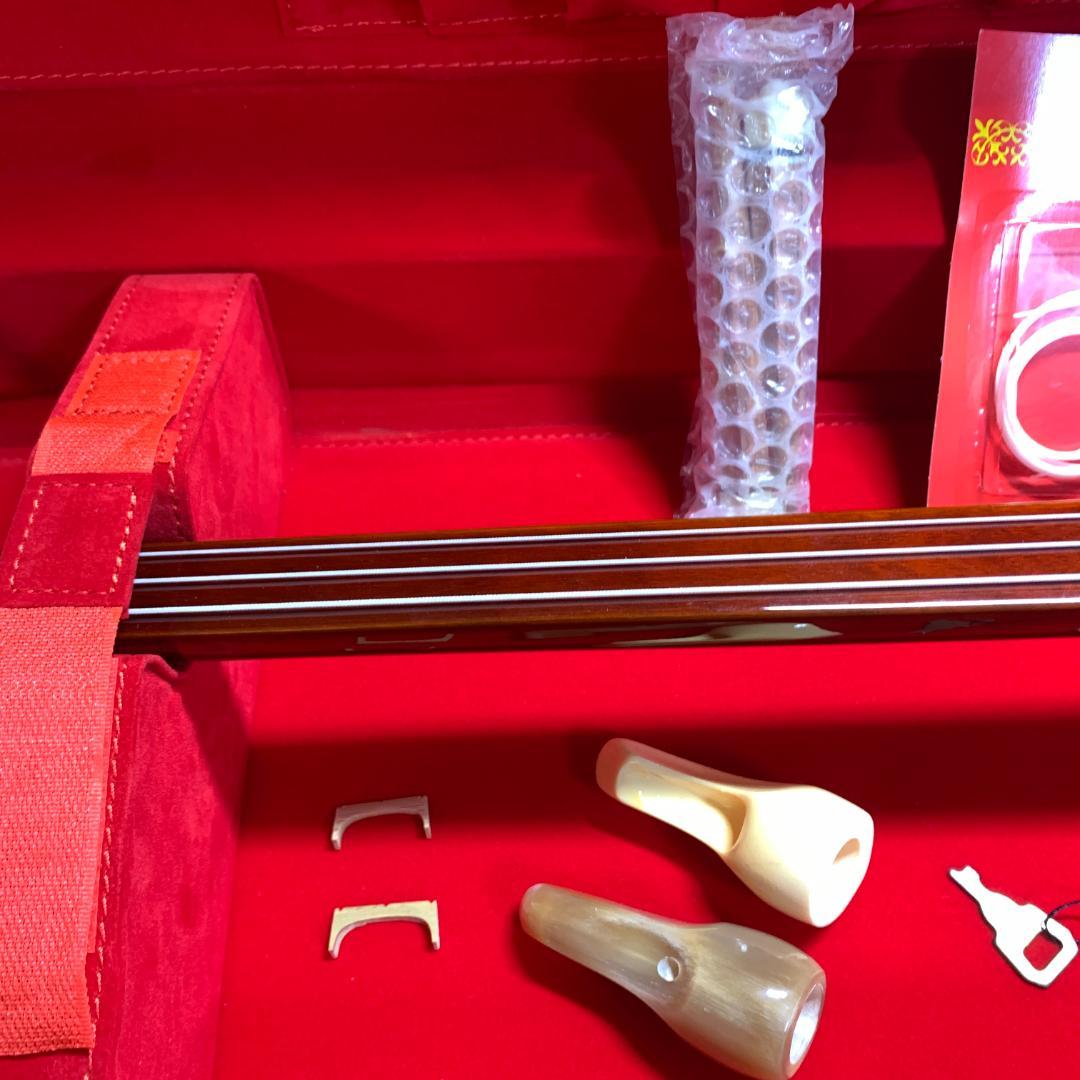 三味線 蛇皮線 木製 赤いケース付き