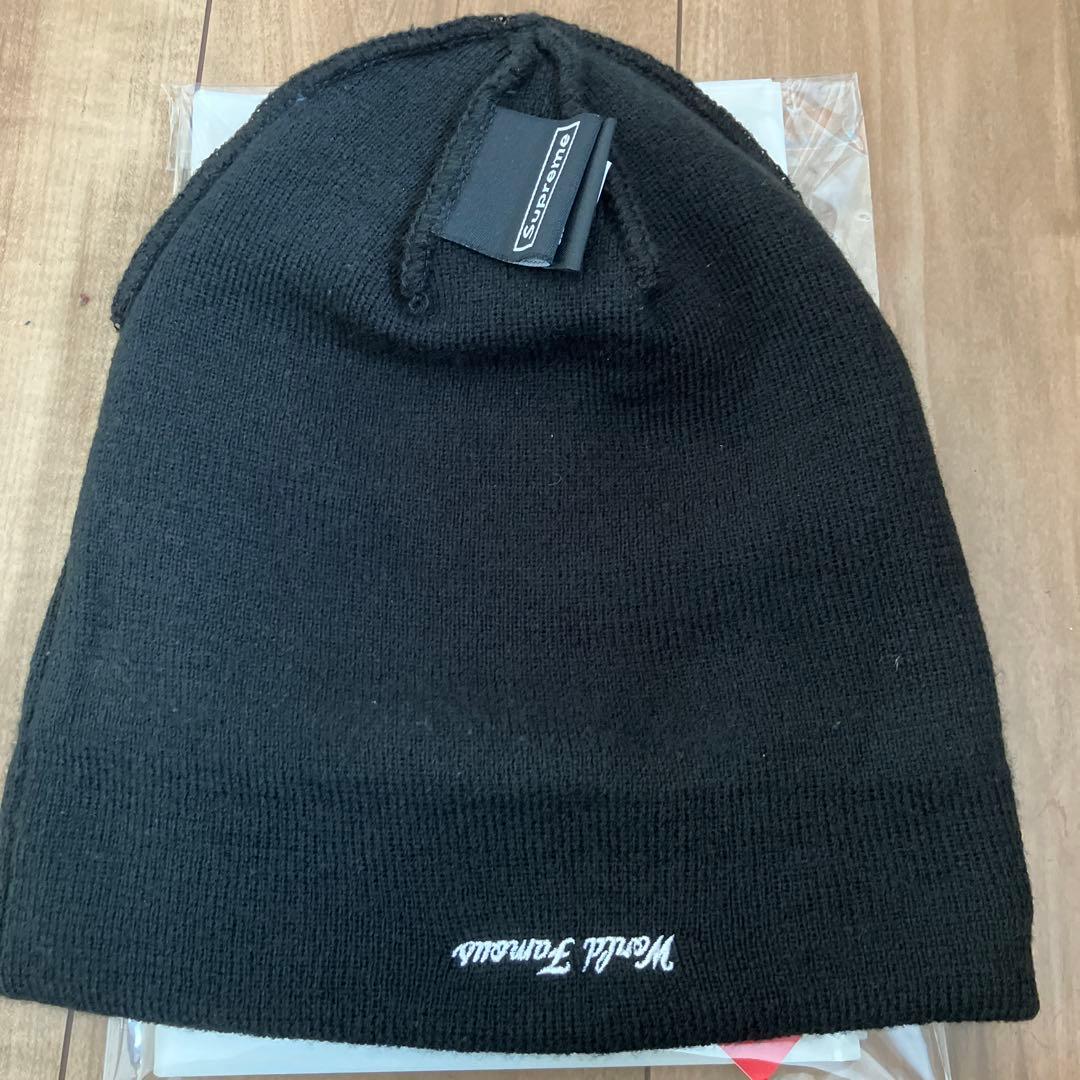 『美品』Supreme クロスボックスロゴ ニット帽ショッパーステッカー付属