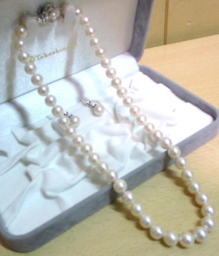 希少 ピンクホワイト あこや真珠 ネックレス 大珠 8.5mm 43cm 極美品
