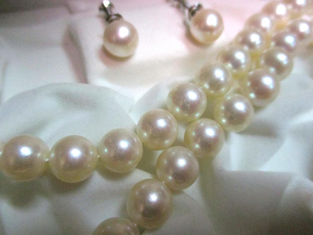 希少 ピンクホワイト あこや真珠 ネックレス 大珠 8.5mm 43cm 極美品