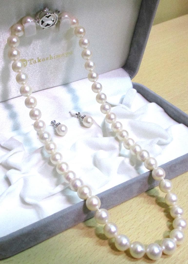 希少 ピンクホワイト あこや真珠 ネックレス 大珠 8.5mm 43cm 極美品