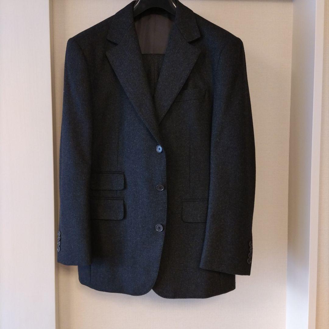 ダークグレー シングルブレスト ビジネススーツ