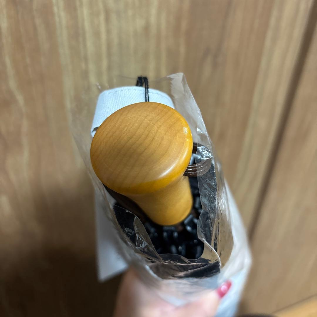 サンバリア100 二段折り 無地(ホワイト, 木ストレート手元)