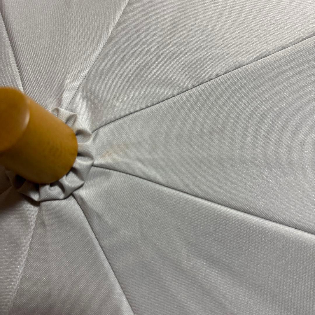 サンバリア100 二段折り 無地(ホワイト, 木ストレート手元)