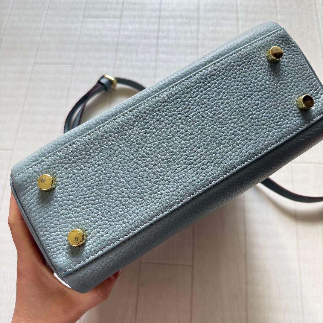 ブルー レザーハンドバッグ