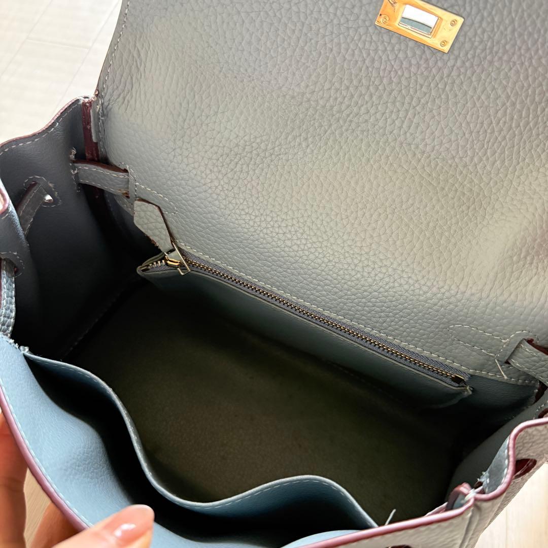 ブルー レザーハンドバッグ