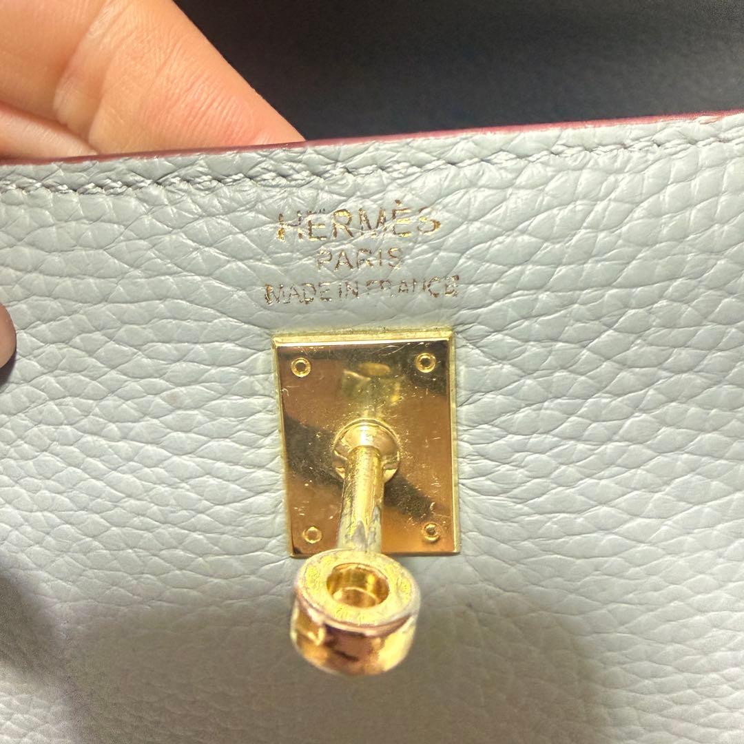 ブルー レザーハンドバッグ