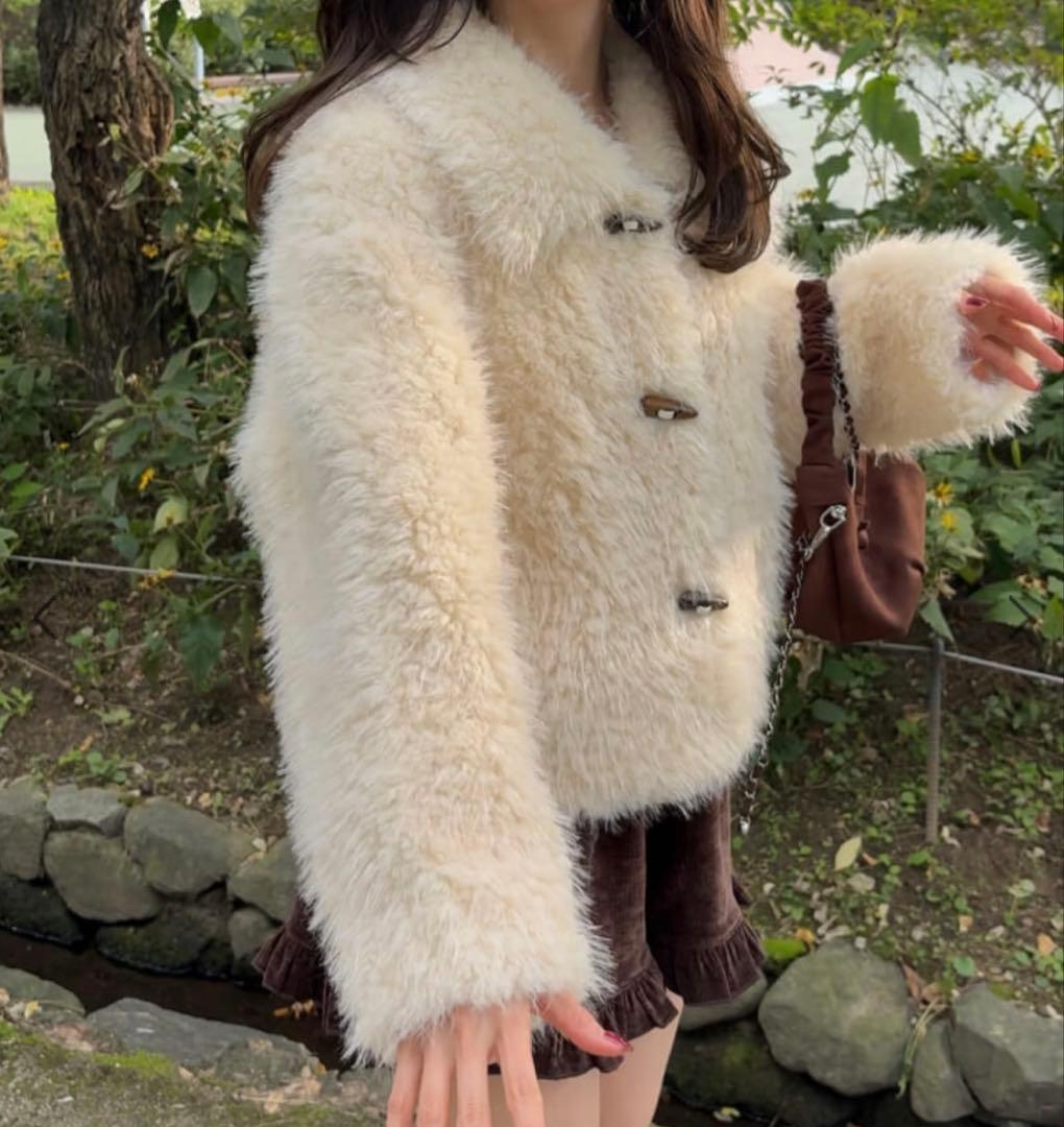 スウィートファジーコート　ファーコート　flower