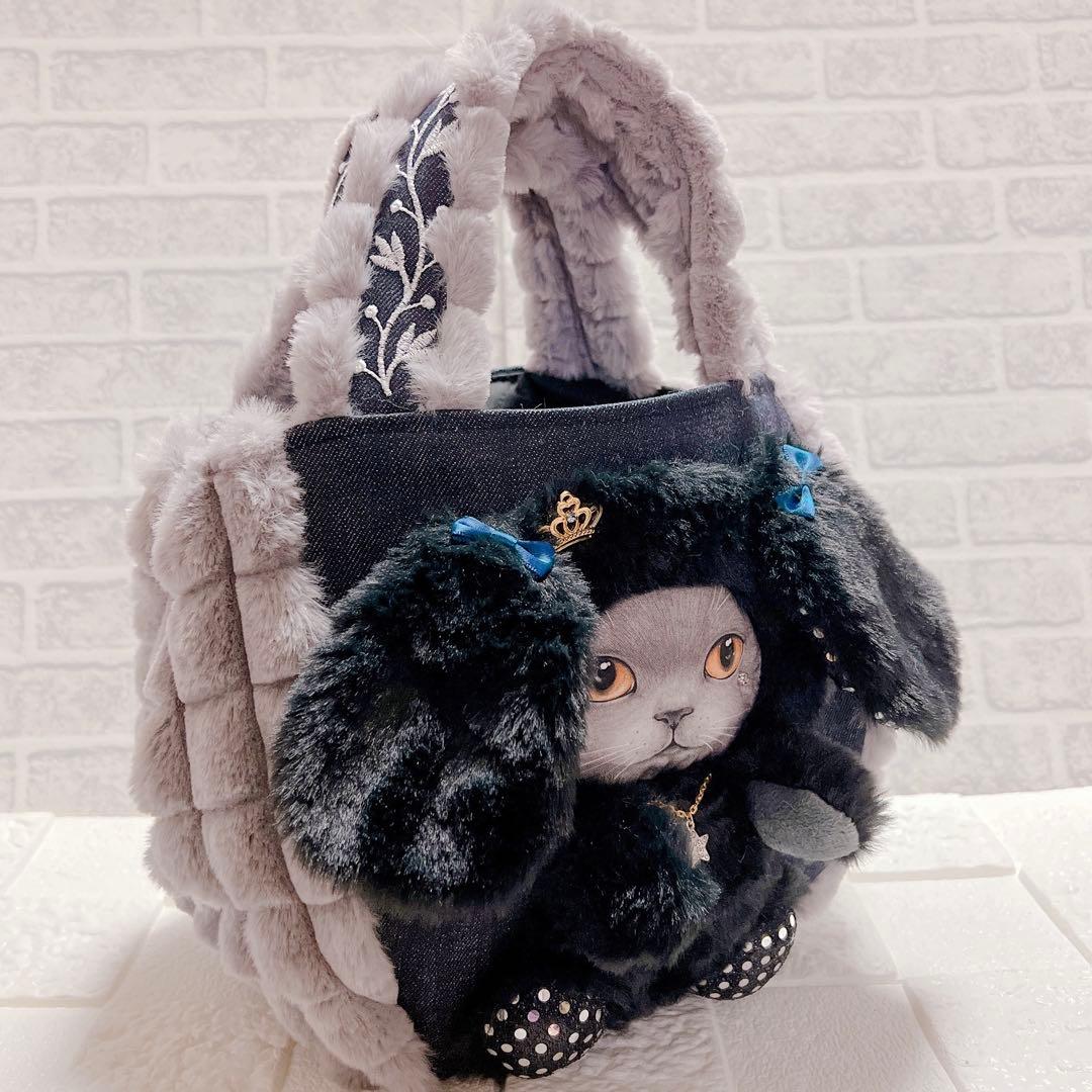 コヤンイサムチョン デニム × ファー トートバッグ 猫