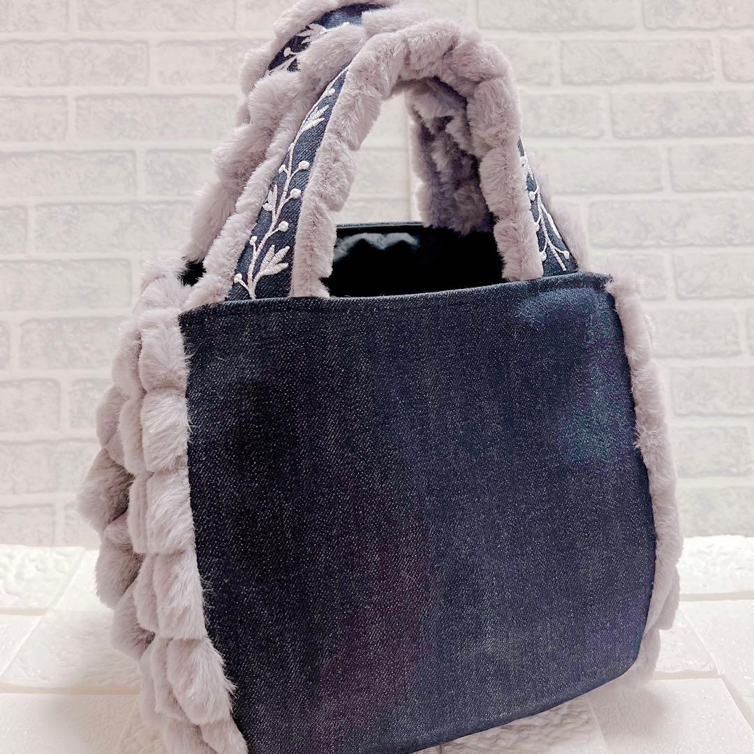 コヤンイサムチョン デニム × ファー トートバッグ 猫