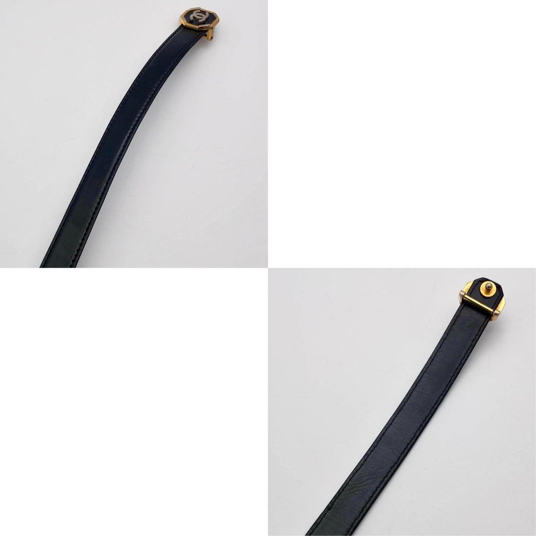 シャネル ココマーク　ベルト　ブラック　レザー　ゴールド　シルバー　レディース