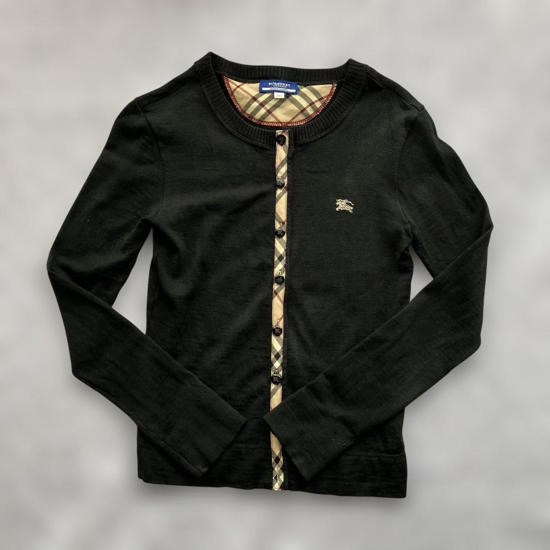 BURBERRY BLUE LABEL ブラックカーディガン 38 ノバチェック