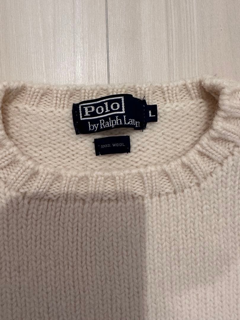 ラルフローレン ニット セーター 白 ホワイト 厚手 ウール