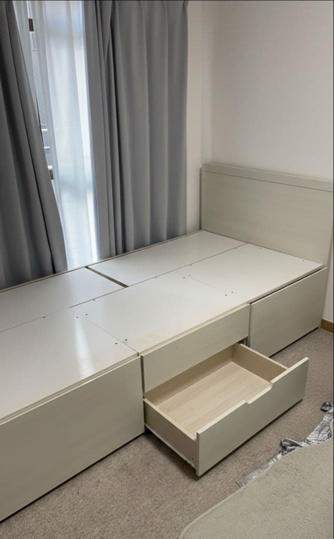 シングルベッドフレーム付き 引き出し付き 配達・設置・組立可能　値下げしました