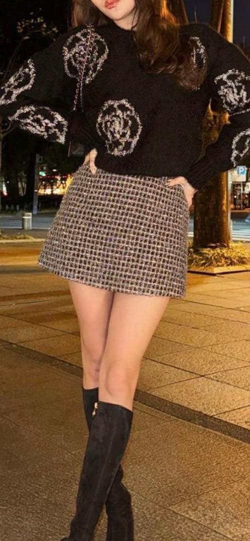 試着のみ美品Sheller holidayツイードキュロットシルバーsize M