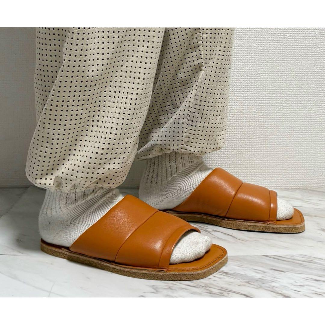 新品 dries van noten ラムレザー スクエア 本革 サンダル