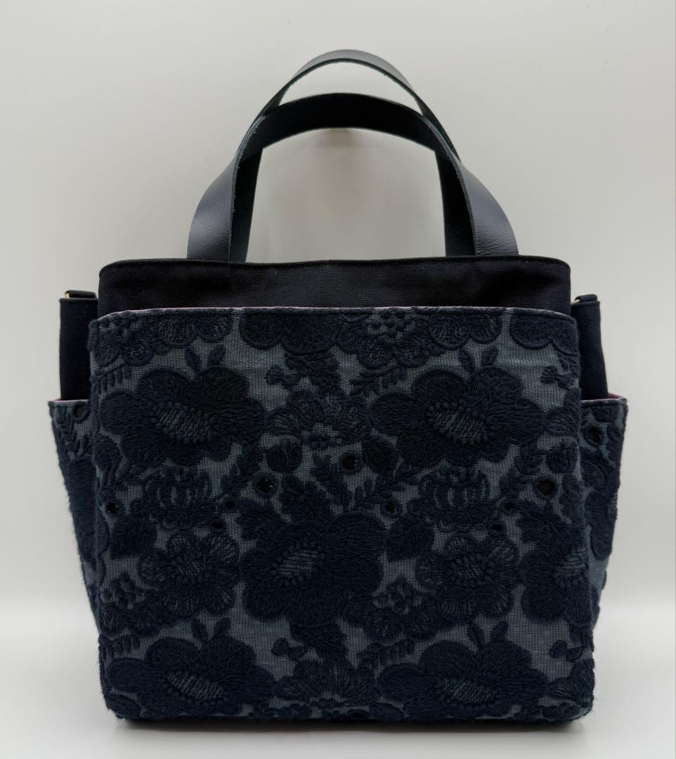 ミナペルホネン smileflower ハンドメイドバッグ スクエアトートバッグ