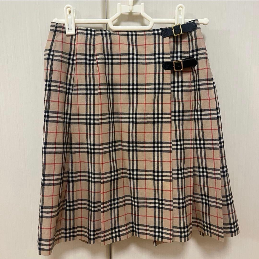 バーバリー　プリーツ　巻きスカート
