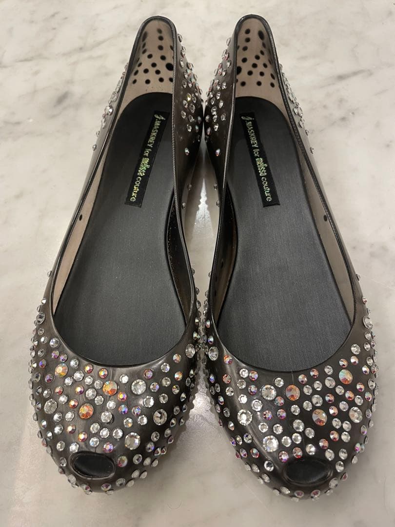 美品 USA7 メリッサ Melissa スワロフスキー パンプス