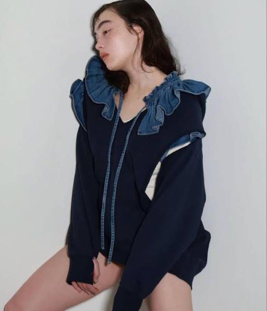 美品 パピエ　papier broken parker ネイビー