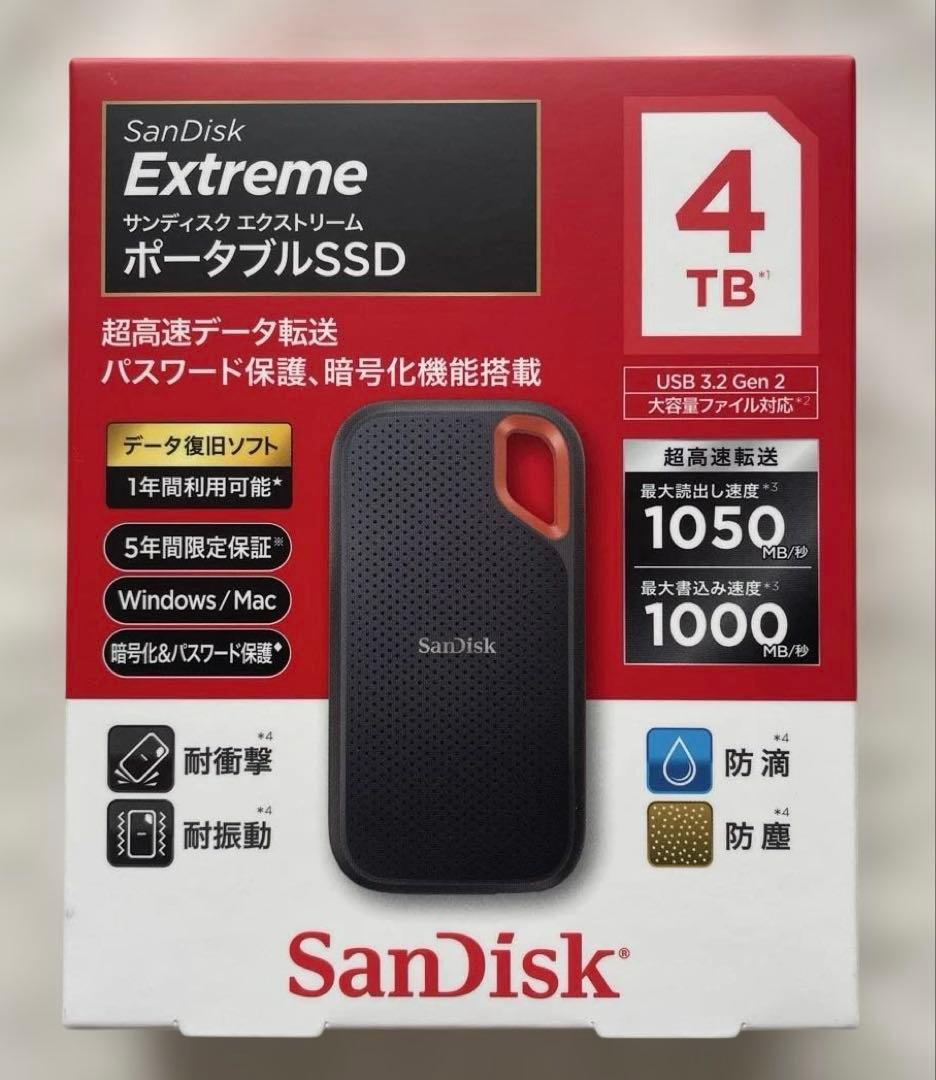 【新品】サンディスク 外付けSSD 4TB SDSSDE61-4T00-J25