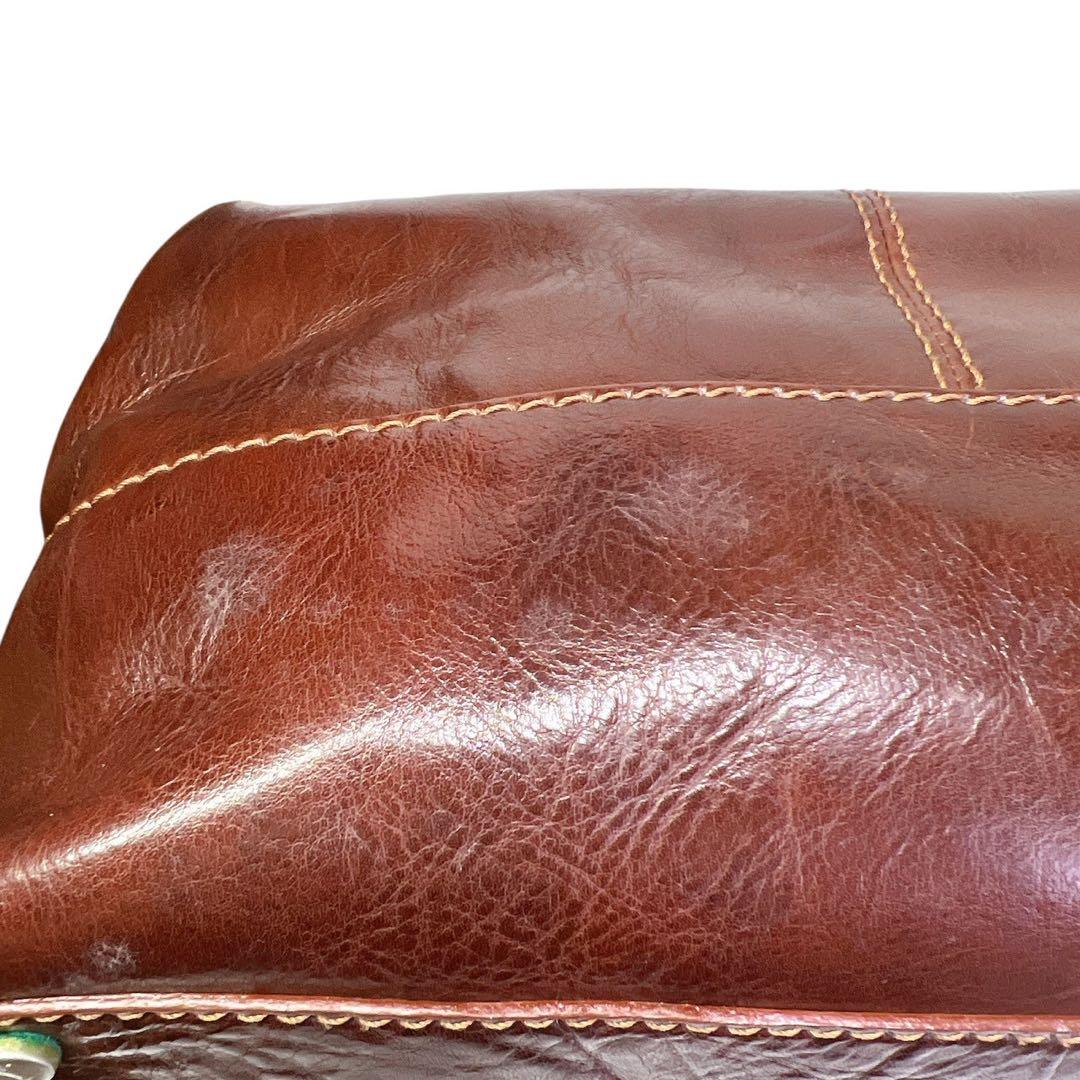 FORTUNY ブラウンレザー ビンテージ ボストンバッグ 鍵付き