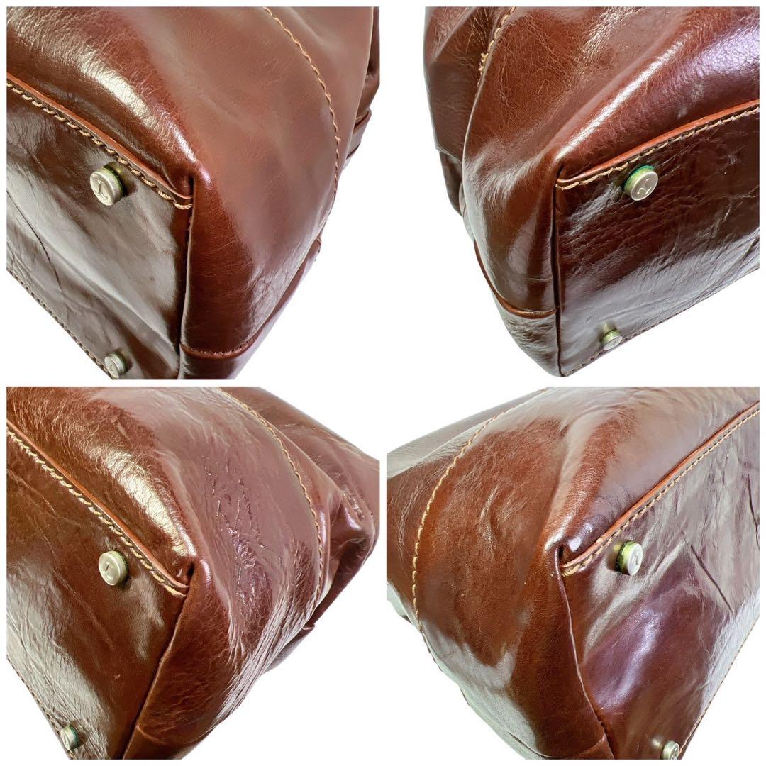 FORTUNY ブラウンレザー ビンテージ ボストンバッグ 鍵付き