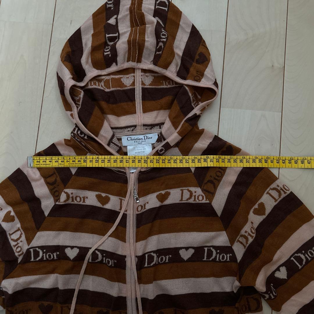 Christian Dior 薄ニットパーカー 36 茶/ピンク