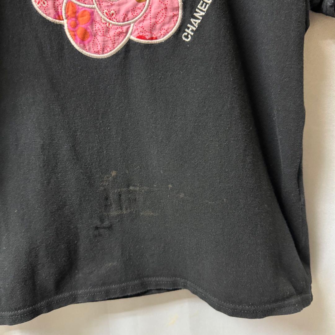 CHANEL ブラック Tシャツ カメリア　桜　y2k