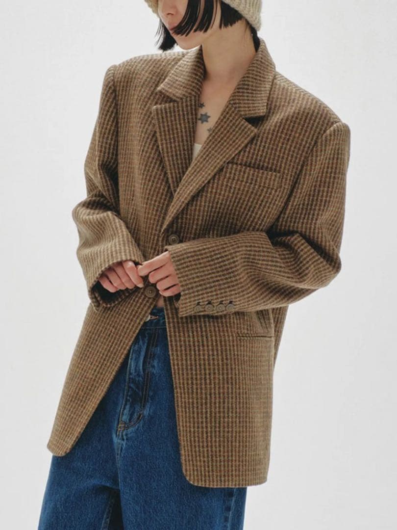 ジャケット・アウター Wool100% Check Jacket 12420109