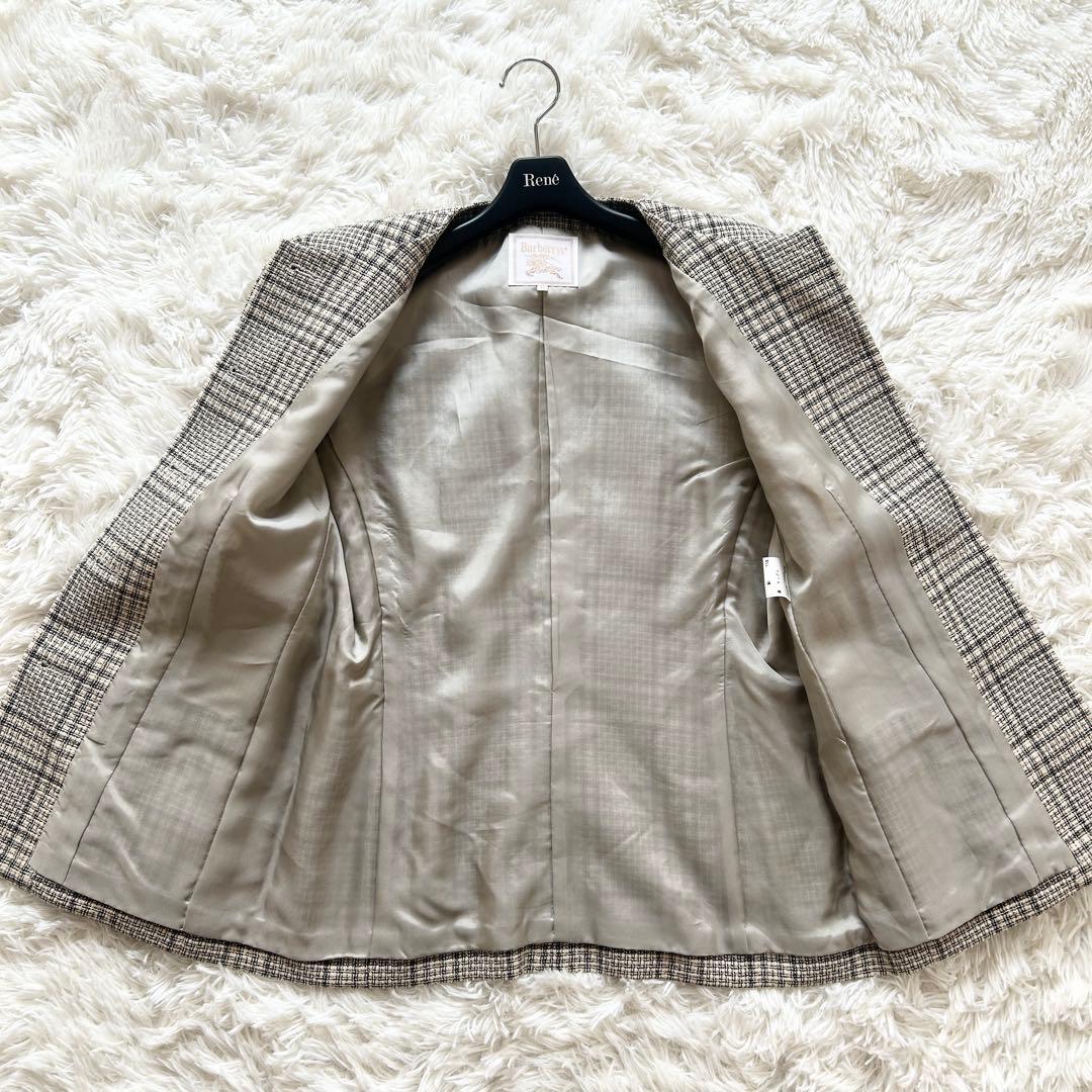 希少✨美品 バーバリーズ シルク混 ツイード スーツ ノーカラー スカート