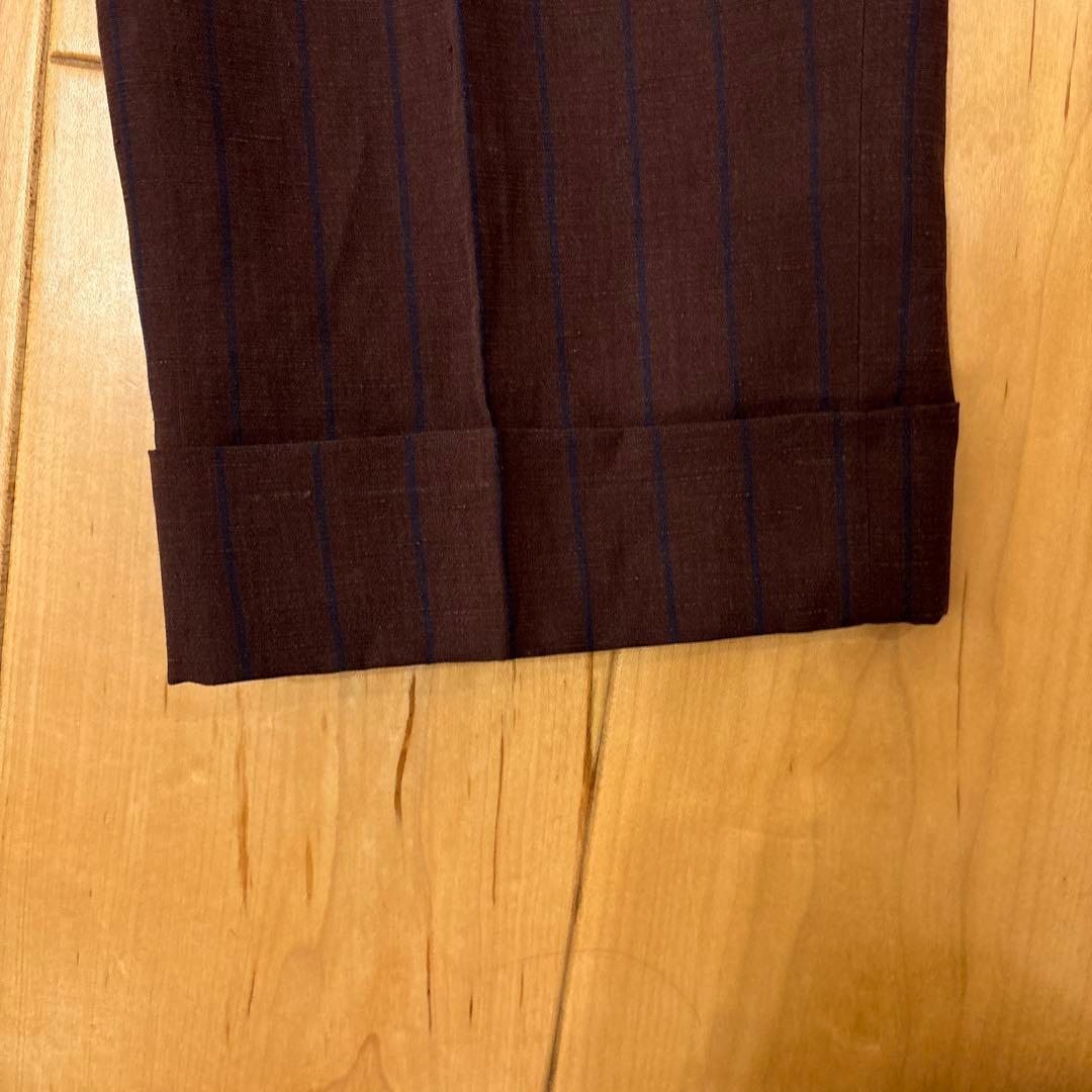 【定価250000円】サルトリオ 本切羽 ボルドーストライプ青 ダブルスーツ46