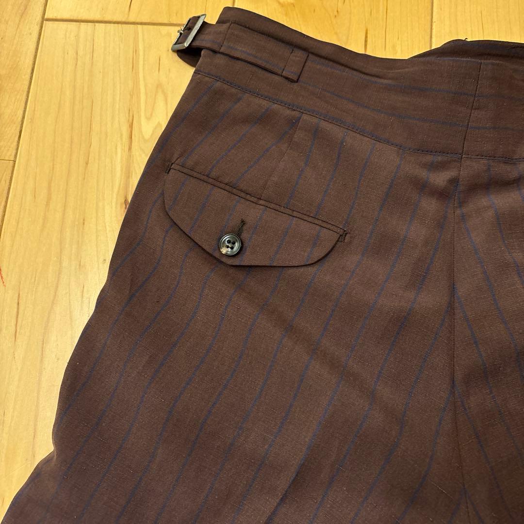 【定価250000円】サルトリオ 本切羽 ボルドーストライプ青 ダブルスーツ46