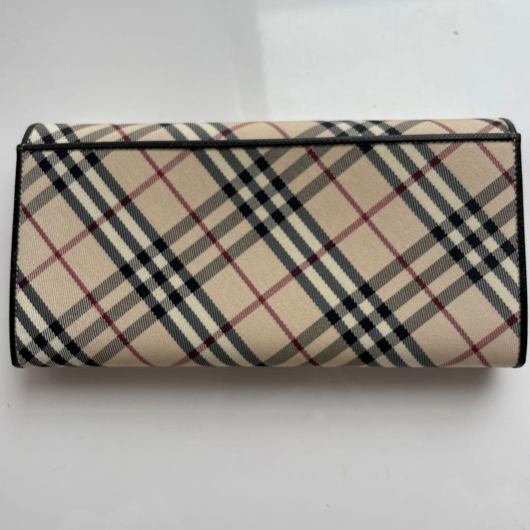 美品★BURBERRY★長財布　レザーノバチェック　ブラック