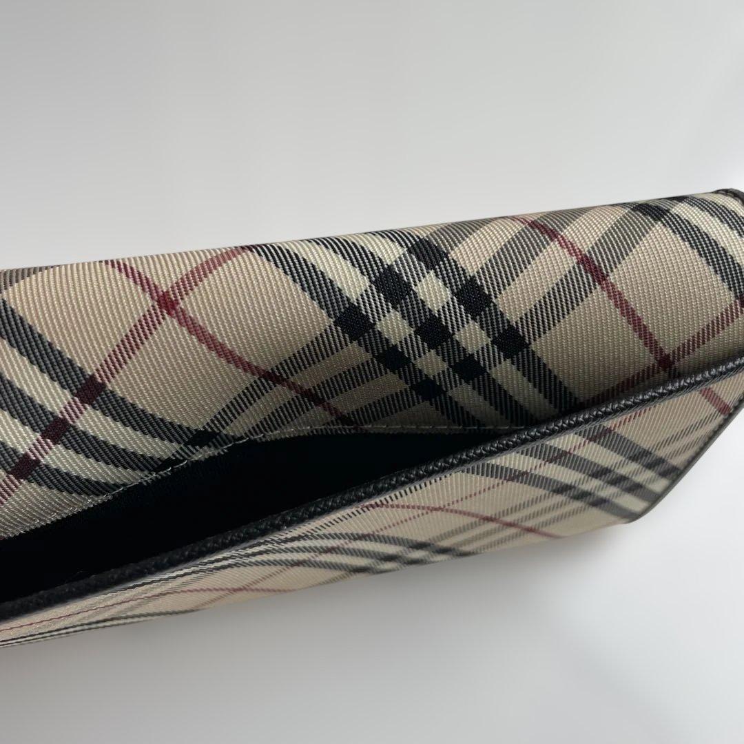 美品★BURBERRY★長財布　レザーノバチェック　ブラック