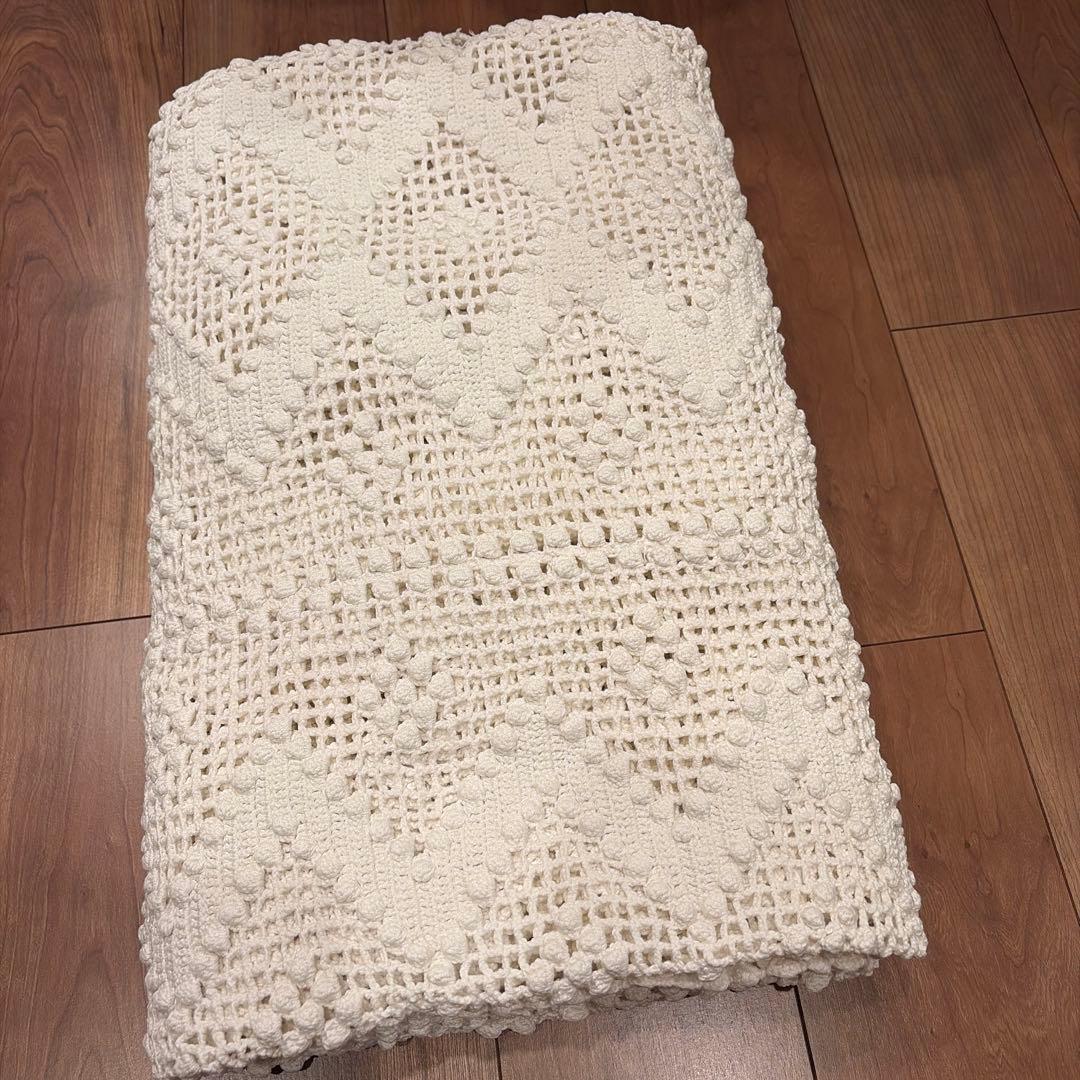 フランス蚤の市 アンティーク ベッドカバー クロシェ かぎ針編み