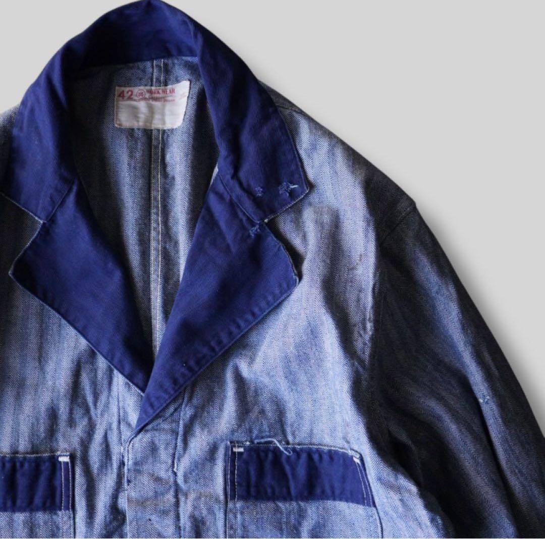 ヘリンボーンワークコート ショップコート メカニックコート 80's ロング