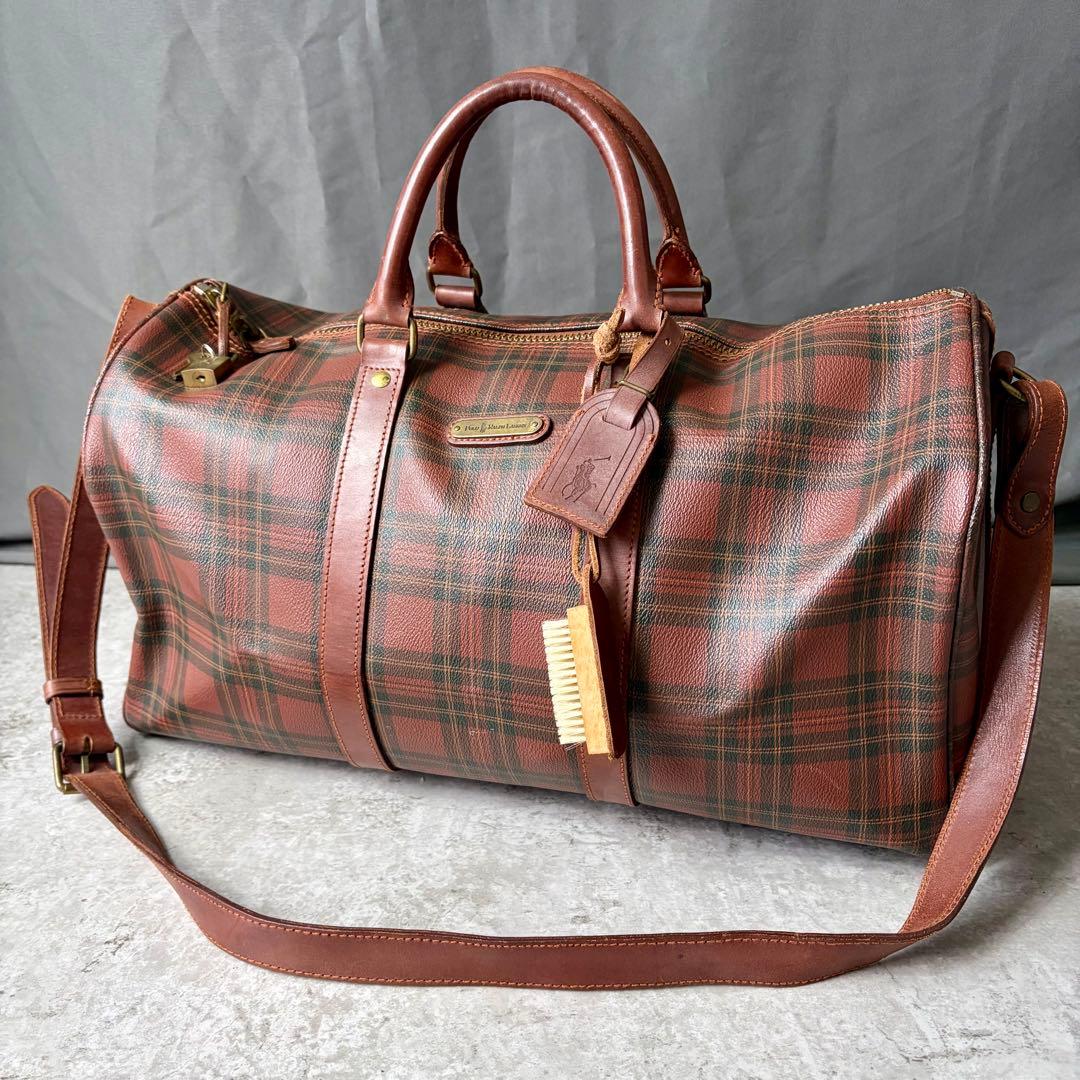 ク*ロ様 希少 ポロラルフローレン ボストンバッグ タータンチェック 2way
